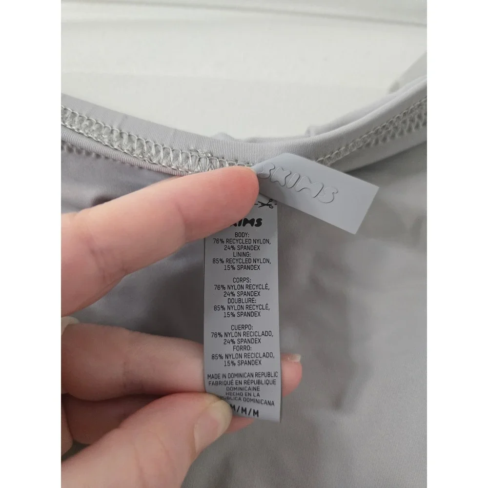 SKIMS Swim Grey Scoop Neck Bikini Top and High Waisted Bottoms Set Medium